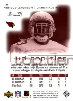 2001 Upper Deck Top Tier #181 Arnold Jackson Back