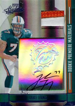 2008 Playoff Absolute Memorabilia - Rookie Premiere Materials Autographs Embossed Hologram Prime #284 Jake Long Front