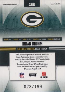 2008 Playoff Absolute Memorabilia - Rookie Premiere Materials NFL #256 Brian Brohm Back