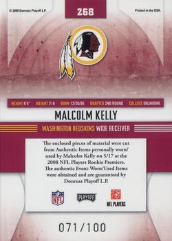 2008 Playoff Absolute Memorabilia - Rookie Premiere Materials Oversize #268 Malcolm Kelly Back