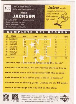 2001 Upper Deck Vintage #105 Willie Jackson Back