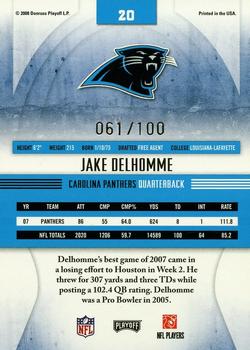 2008 Playoff Absolute Memorabilia - Spectrum Silver #20 Jake Delhomme  Back