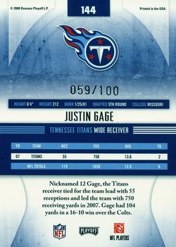 2008 Playoff Absolute Memorabilia - Spectrum Silver #144 Justin Gage  Back