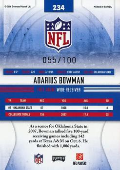 2008 Playoff Absolute Memorabilia - Spectrum Silver #234 Adarius Bowman  Back