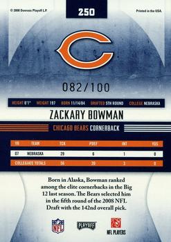 2008 Playoff Absolute Memorabilia - Spectrum Silver #250 Zackary Bowman  Back