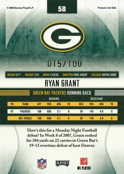 2008 Playoff Absolute Memorabilia - Spectrum Silver Retail #58 Ryan Grant Back