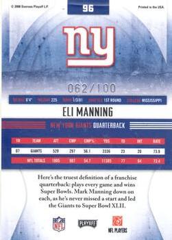 2008 Playoff Absolute Memorabilia - Spectrum Silver Retail #96 Eli Manning Back