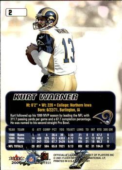 2001 Ultra #2 Kurt Warner Back