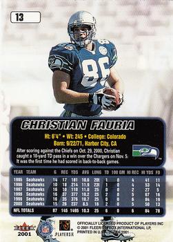 2001 Ultra #13 Christian Fauria Back