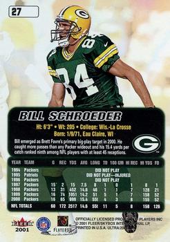 2001 Ultra #27 Bill Schroeder Back