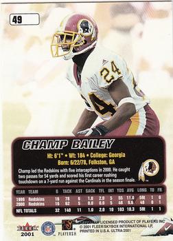 2001 Ultra #49 Champ Bailey Back