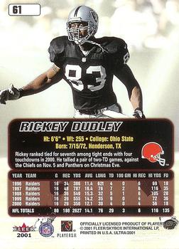 2001 Ultra #61 Rickey Dudley Back