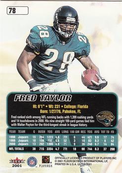 2001 Ultra #78 Fred Taylor Back