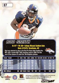 2001 Ultra #87 Rod Smith Back