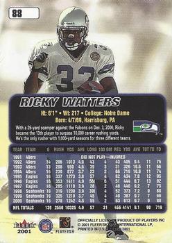 2001 Ultra #88 Ricky Watters Back