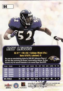 2001 Ultra #94 Ray Lewis Back