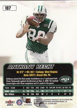 2001 Ultra #107 Anthony Becht Back