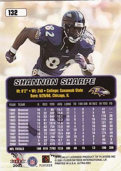 2001 Ultra #132 Shannon Sharpe Back