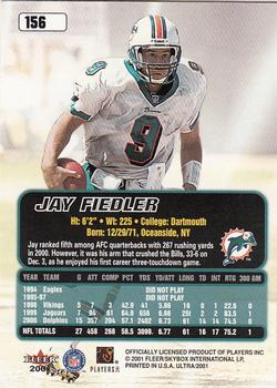 2001 Ultra #156 Jay Fiedler Back