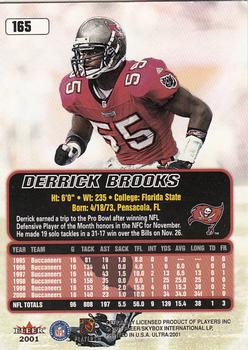 2001 Ultra #165 Derrick Brooks Back