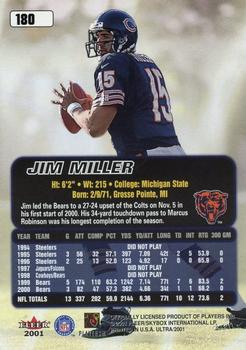 2001 Ultra #180 Jim Miller Back