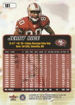 2001 Ultra #181 Jerry Rice Back
