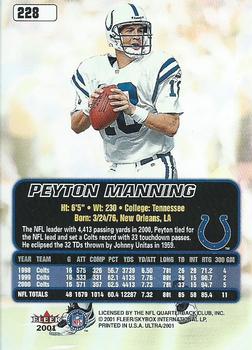 2001 Ultra #228 Peyton Manning Back