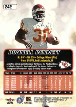 2001 Ultra #242 Donnell Bennett Back