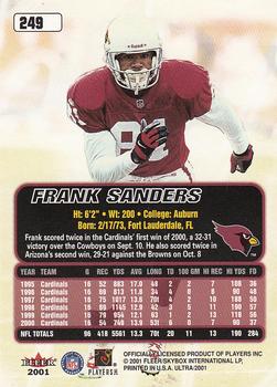 2001 Ultra #249 Frank Sanders Back