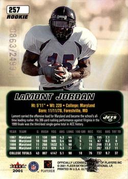 2001 Ultra #257 LaMont Jordan Back