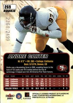 2001 Ultra #269 Andre Carter Back