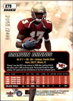 2001 Ultra #279 Marvin Minnis Back