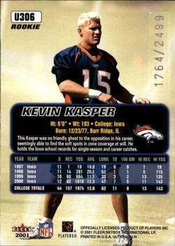 2001 Ultra #U306 Kevin Kasper Back