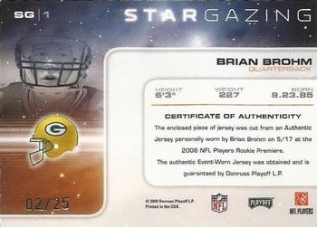 2008 Playoff Absolute Memorabilia - Star Gazing Materials Oversize Jersey Number #SG 1 Brian Brohm Back