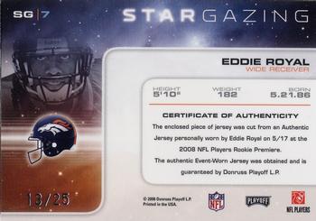 2008 Playoff Absolute Memorabilia - Star Gazing Materials Oversize Jersey Number #SG 7 Eddie Royal Back