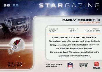 2008 Playoff Absolute Memorabilia - Star Gazing Materials Oversize Jersey Number #SG 29 Early Doucet Back