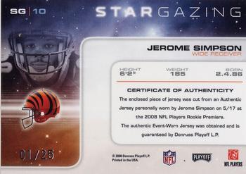 2008 Playoff Absolute Memorabilia - Star Gazing Materials Oversize Jersey Number #SG 34 Andre Caldwell Back