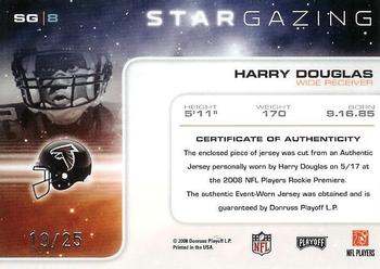 2008 Playoff Absolute Memorabilia - Star Gazing Materials Oversize Jersey Number #SG 8 Harry Douglas Back