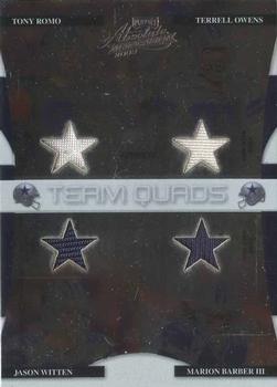 2008 Playoff Absolute Memorabilia - Team Quads Materials Die Cut #TQ-1 Tony Romo / Terrell Owens / Jason Witten / Marion Barber Front