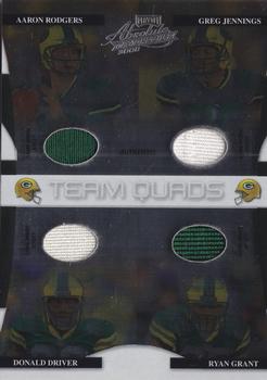 2008 Playoff Absolute Memorabilia - Team Quads Materials Die Cut #TQ-6 Aaron Rodgers / Greg Jennings / Donald Driver / Ryan Grant Front