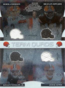2008 Playoff Absolute Memorabilia - Team Quads Materials Die Cut #TQ-9 Derek Anderson / Braylon Edwards / Kellen Winslow, Jr./ Jamal Lewis Front