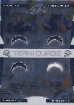 2008 Playoff Absolute Memorabilia - Team Quads Materials Die Cut #TQ-10 Philip Rivers / LaDainian Tomlinson / Antonio Gates / Vincent Jackson Front