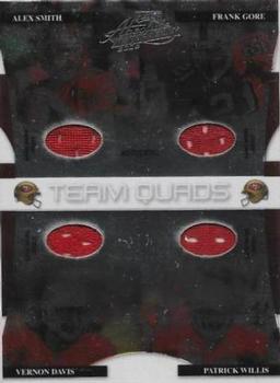 2008 Playoff Absolute Memorabilia - Team Quads Materials Die Cut #TQ-11 Alex Smith  / Frank Gore / Vernon Davis / Patrick Willis Front