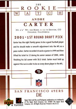 2001 Upper Deck #185 Andre Carter Back