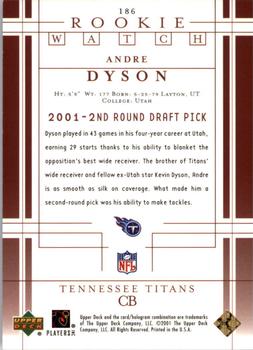 2001 Upper Deck #186 Andre Dyson Back
