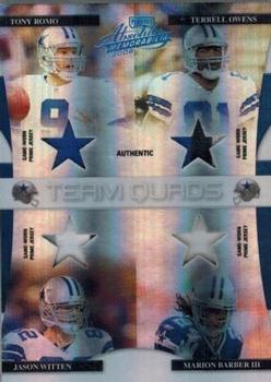 2008 Playoff Absolute Memorabilia - Team Quads Materials Die Cut Spectrum Prime #TQ-1 Tony Romo / Terrell Owens / Jason Witten / Marion Barber Front