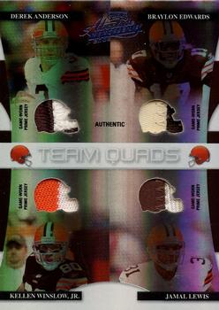 2008 Playoff Absolute Memorabilia - Team Quads Materials Die Cut Spectrum Prime #TQ-9 Derek Anderson / Braylon Edwards / Kellen Winslow Jr. / Jamal Lewis Front
