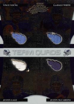 2008 Playoff Absolute Memorabilia - Team Quads Materials Die Cut Spectrum Prime #TQ-17 Vince Young / LenDale White / Justin Gage / Justin McCareins Front