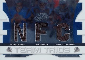 2008 Playoff Absolute Memorabilia - Team Trios Materials AFC/NFC #TTR-17 Jake Delhomme / Steve Smith / DeAngelo Williams Front
