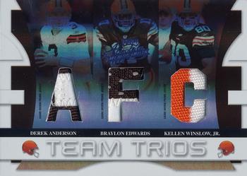 2008 Playoff Absolute Memorabilia - Team Trios Materials AFC/NFC Spectrum Prime #TTR-10 Derek Anderson / Braylon Edwards / Kellen Winslow, Jr. Front